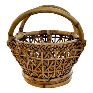 Bamboo & Rattan Hand Woven Basket For Sale