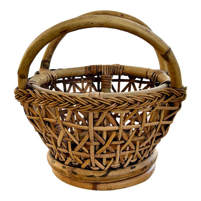 Bamboo & Rattan Hand Woven Basket For Sale