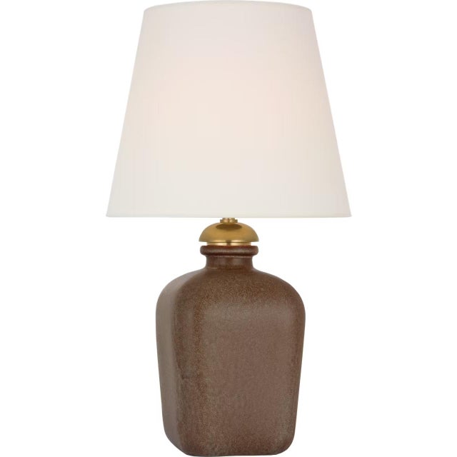 Traditional Thomas O'Brien by Visual Comfort Signature Josy 17" Cordless Table Lamp in Positano Sand with Linen Shade For Sale - Image 3 of 3