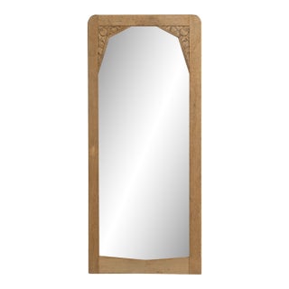 Circa 1920 French Art Nouveau Natural Wood Wall Mirror, Tall Format For Sale