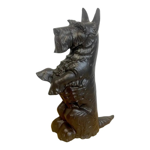 Mid 20th Century Tall Standing Black Scottish Terrier Doorstop For Sale