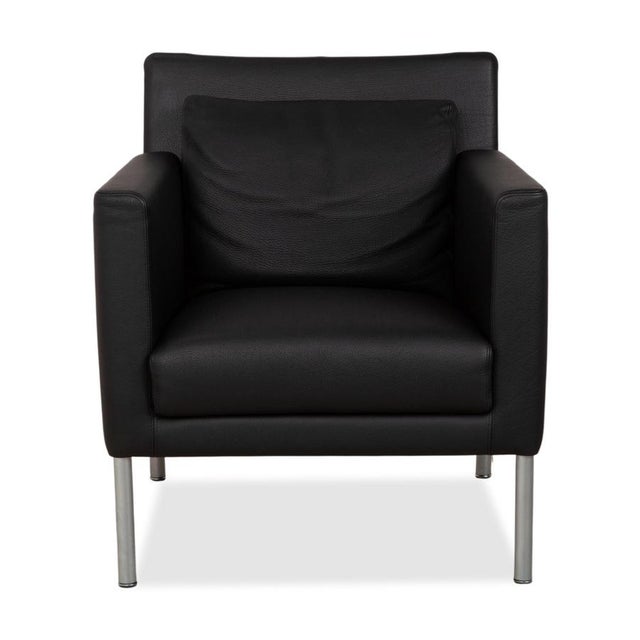 Leather Jason Armchair in Black Nappa Leather and Metal Frame from Walter Knoll For Sale - Image 9 of 13