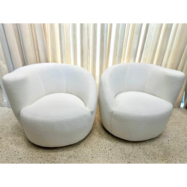 Vladimir Kagan Corkscrew Swivel Chairs for Directional in Bouclé, PAIR For Sale - Image 10 of 11