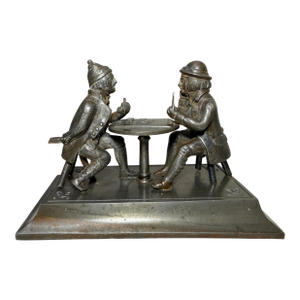 Antique Cast Iron Figural Cheating Poker Card Player Statue Sculpture Figure