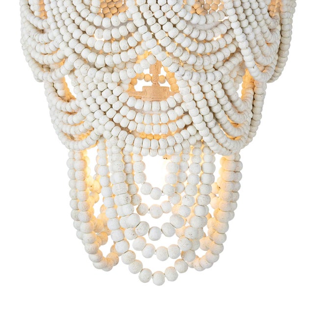Lorelei Wood Bead Chandelier, White For Sale - Image 4 of 7