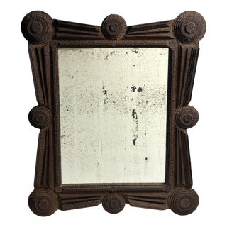 Antique Tramp Art Folk Art Distressed Mirror, Austria, 1890s For Sale