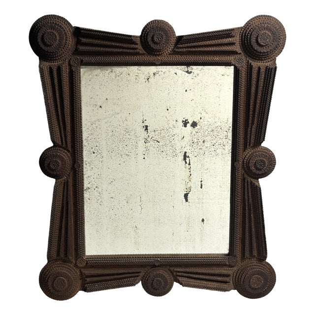 Antique Tramp Art Folk Art Distressed Mirror, Austria, 1890s For Sale