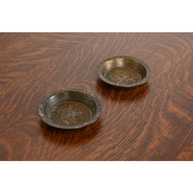 Apollo Studios Arts & Crafts Hammered Copper Ashtrays or Catchalls, Pair For Sale - Image 12 of 12