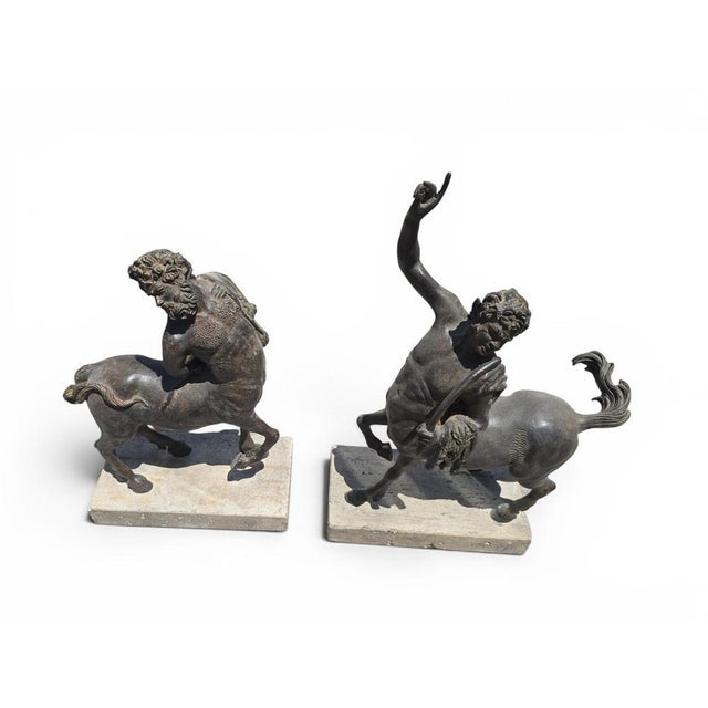 Patinated Centaur Sculptures, Bronzes on Marble Bases, Early 20th Century, Set of 2 For Sale - Image 9 of 14