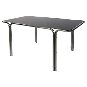 Italian Modern Tubular Steel and Smoked Glass Dining Table, 1970s