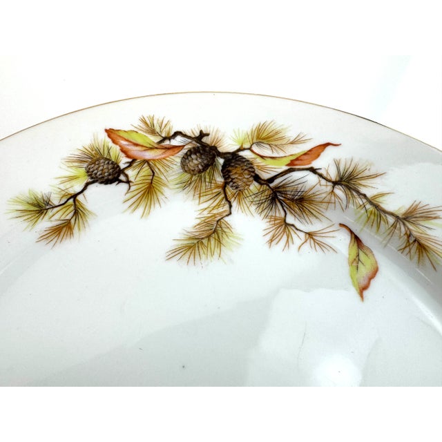 Vintage Mid Century Kyoto China “Pines” Pattern Porcelain Plates – Japan, Set of 21 For Sale - Image 4 of 16