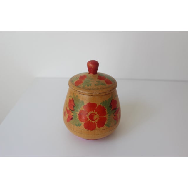 Vintage Hand Painted Wood Flower Box, Folk Art, Trinket Box, Jewellery Box, Secret Storage, Bohemian Kitchen Decor, Country Style, Staging For Sale - Image 4 of 10