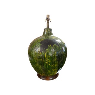 Huge Italian Drip Glaze Pottery Lamp For Sale