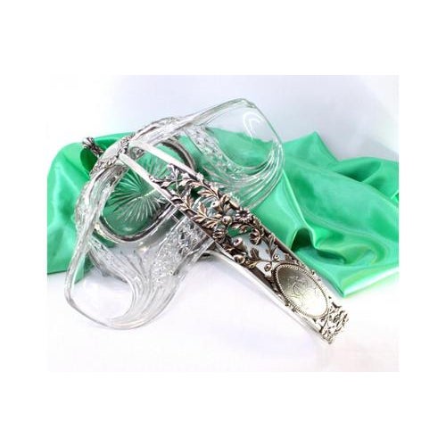 Fruit Bowl Centerpiece in Cut Glass with Silver Structure and Openwork Floral Motifs For Sale - Image 5 of 8