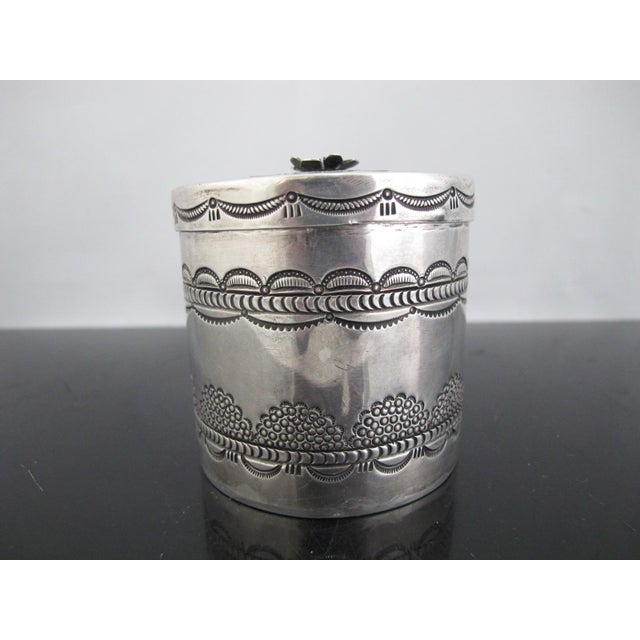 Hopi native, Morris Robinson (1900 - 1987) sterling silver lidded box. Morris Robinson was one of the most masterful...