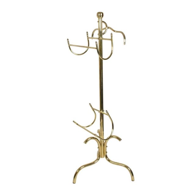 Mid-Century Modern Brass Gentleman's Butler Valet Stand, Circa 1960s–1970s For Sale - Image 4 of 6