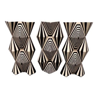 1990s Art Deco Wall Sculptures Black and White - Set of 3 For Sale