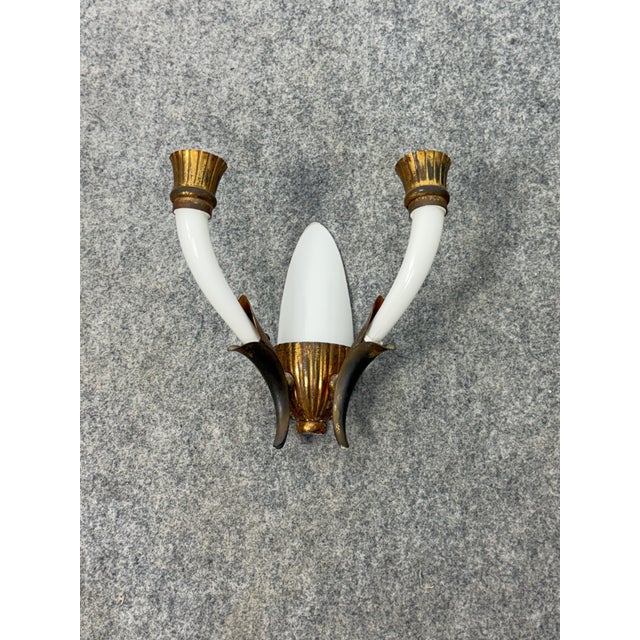 2-Light Wall Lamp in Murano Glass and Brass in the style of Guglielmo Ulrich, 1940 For Sale - Image 11 of 11