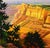 In "Golden Canyon," vibrant hues of orange and green capture the essence of a sunlit canyon, with bold brushstrokes...