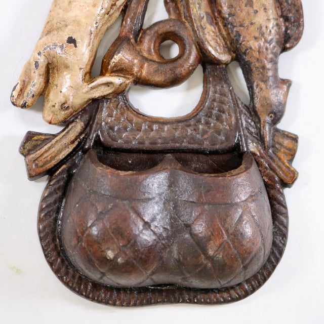 Rustic European Antique Stag, Rabbit and Fowl Matchstick Holder For Sale - Image 3 of 10