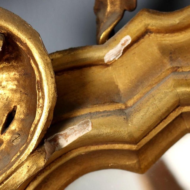 Italian Carved and Gilded Wooden Mirror For Sale - Image 9 of 10