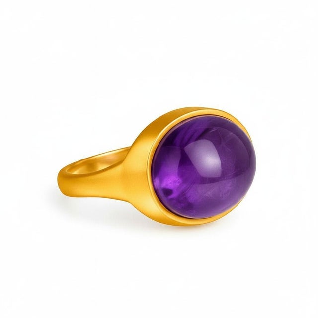 Not Yet Made - Made To Order Ring With Amethyst Cabochon, Size 6.75 For Sale - Image 5 of 7
