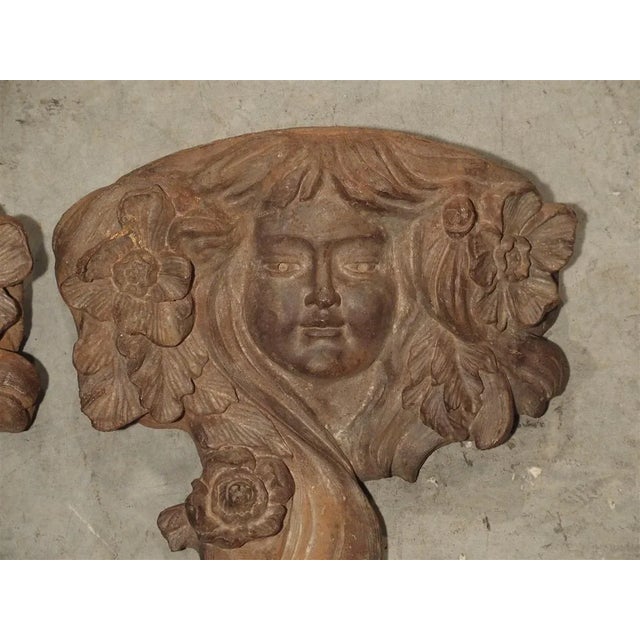 Antique French Cast Iron Balcony Planters/Ornaments, Circa 1900 - a Pair For Sale - Image 10 of 13