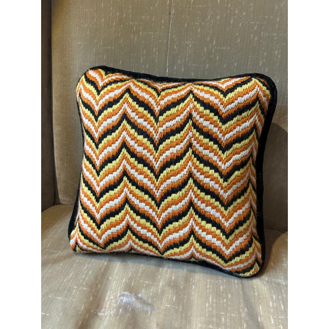 Textile Bargello Needlepoint Pillows For Sale - Image 7 of 9