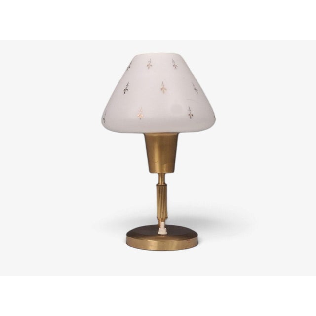 Mid-Century Modern 1950s Mid-Century Modern Ibe-Konst Ystad, Table Lamp, Brass, Opaque Glass For Sale - Image 3 of 12