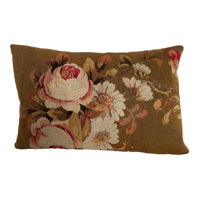 Mid 19th Century French Aubusson Floral Pillow For Sale
