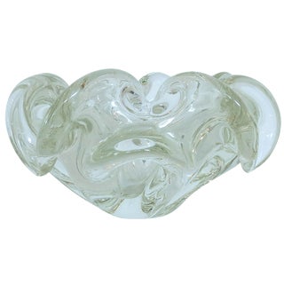 Vintage Murano Glass Clear Blown Bowl For Sale