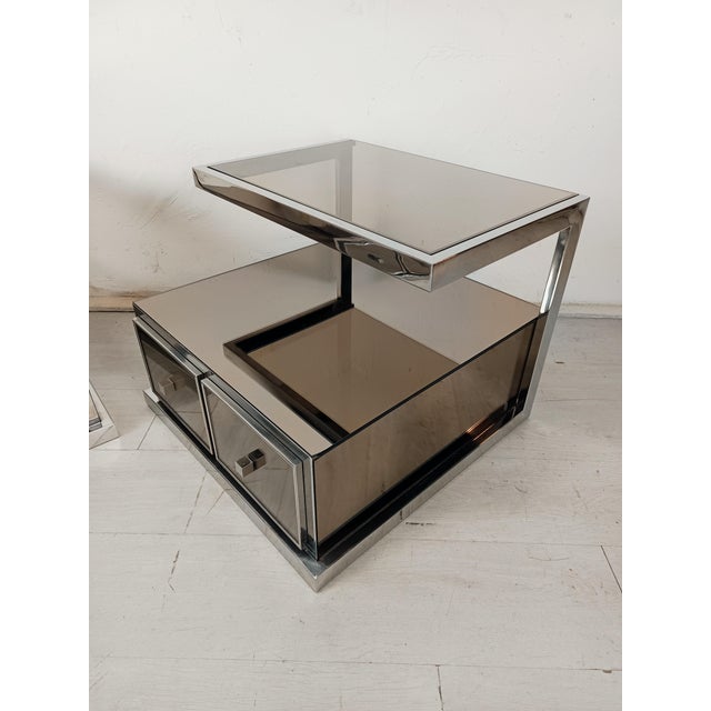 Vintage Chrome Mirrored Bedside Tables by Michel Pigneres, 1970s, Set of 2 For Sale - Image 18 of 18