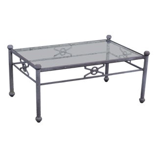 Woodard Delphi Cast Aluminum Glass Top Coffee Table For Sale