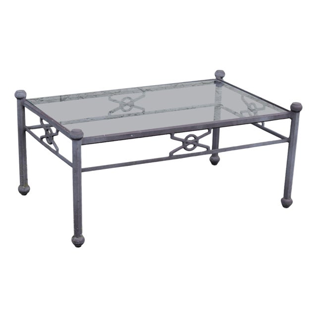 Woodard Delphi Cast Aluminum Glass Top Coffee Table For Sale