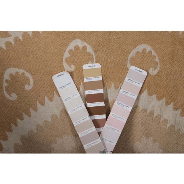 Tan Suzani Tapestry - Faded Uzbek Table Cloth For Sale - Image 8 of 10