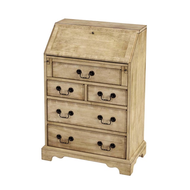 Wood Danforth 5 Drawer Secretary, Beige For Sale - Image 7 of 7
