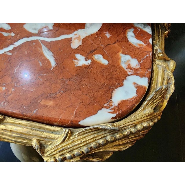 Red Mid 20th Century Rosso Verona Marble & Gilt Coffee Table For Sale - Image 8 of 13