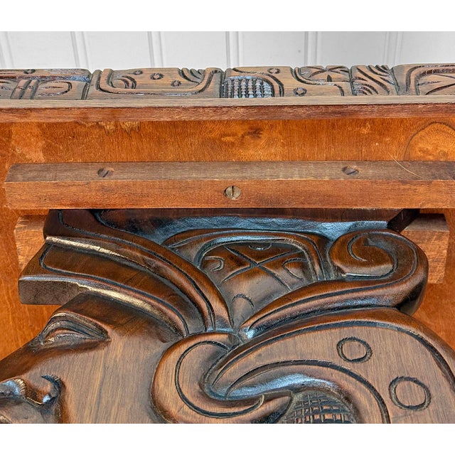Brown Vintage Tribal Mayan Shaman Carved Mahogany Cocktail Coffee Table For Sale - Image 8 of 9