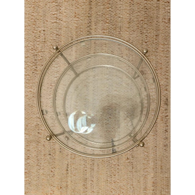 Metal Vintage Three-Tier Metal & Glass Round Side Table For Sale - Image 7 of 10