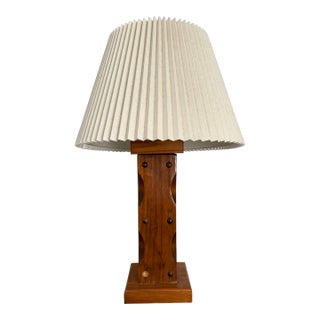 1960s Mid Century Modern Chunky Wooden Handcrafted Lamp For Sale