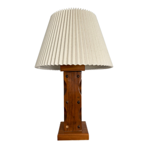 1960s Mid Century Modern Chunky Wooden Handcrafted Lamp
