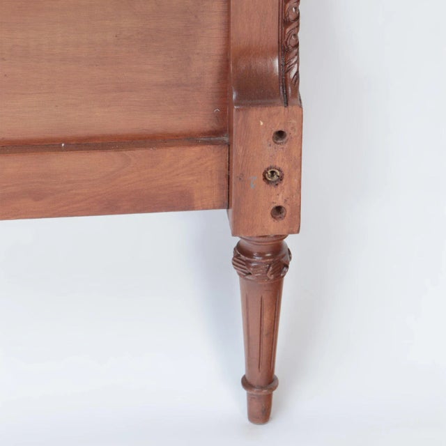 French Louis XVI Style Twin Beds Headboards in Burlap. Circa 1950. A