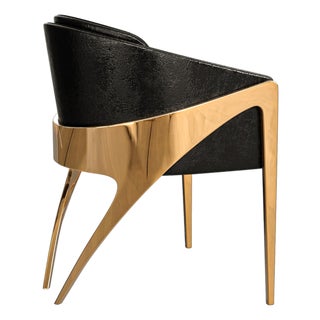 "Amalfi" Chair, With Bronze and Tailor Made Leather For Sale