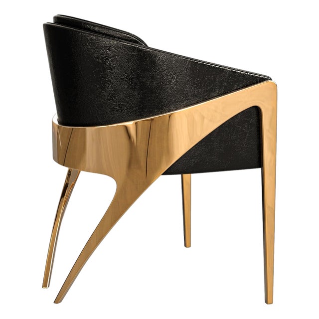 "Amalfi" Chair, With Bronze and Tailor Made Leather For Sale