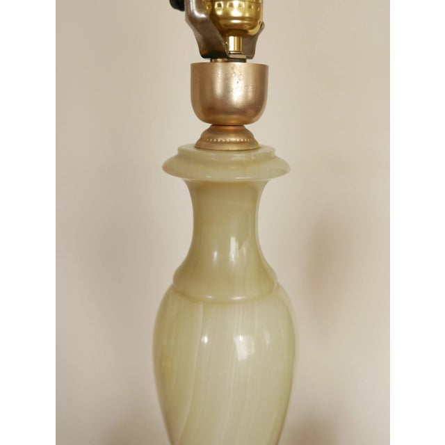 Mid 20th Century Traditional Tall Onyx Table Lamps - A Pair For Sale - Image 5 of 7