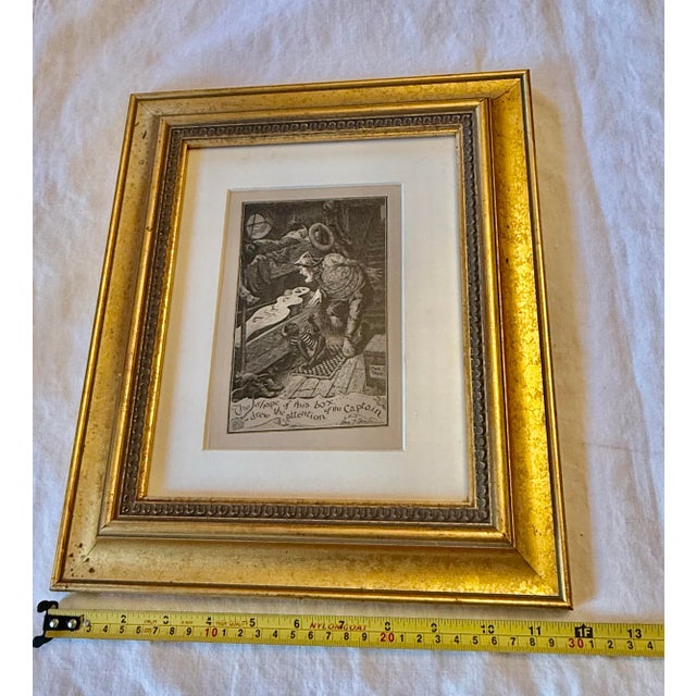 Gold Framed Vintage French Etching Illustration Print - “The Shape of This Box... Drew the Attention of the Captain” (Reproduction) - Anatole France For Sale - Image 11 of 12