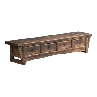 Low Antique Pine Table with Drawers, China, 1900 For Sale