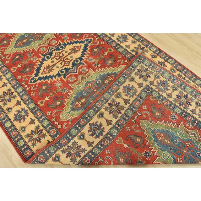 Kazak Runner 5’1” X 16’1” Red Wool Tribal Hand-Knotted Oriental Rug For Sale - Image 13 of 14