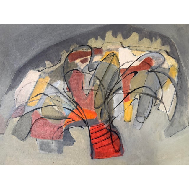 1970s C. Jackson Expressionist Abstract Oil on Canvas Painting – Signed, Unframed For Sale - Image 11 of 12