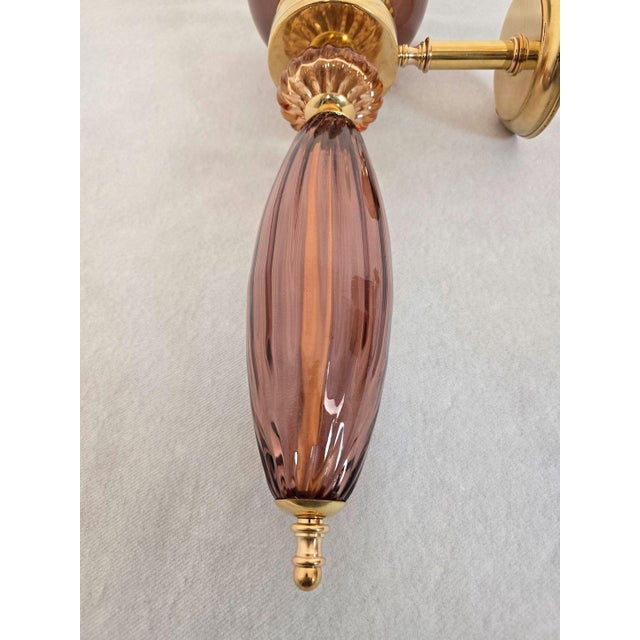 1990s Burgundy Murano Glass Pair of Sconces For Sale - Image 9 of 10